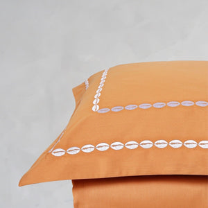 Sea Shell Copper Gold Cotton Sateen Bed Sheet by Veda Homes