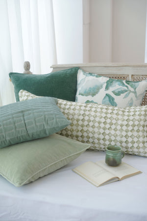 Checker Green Lumbar Cushion Cover by Sanctuary Living - Home Artisan