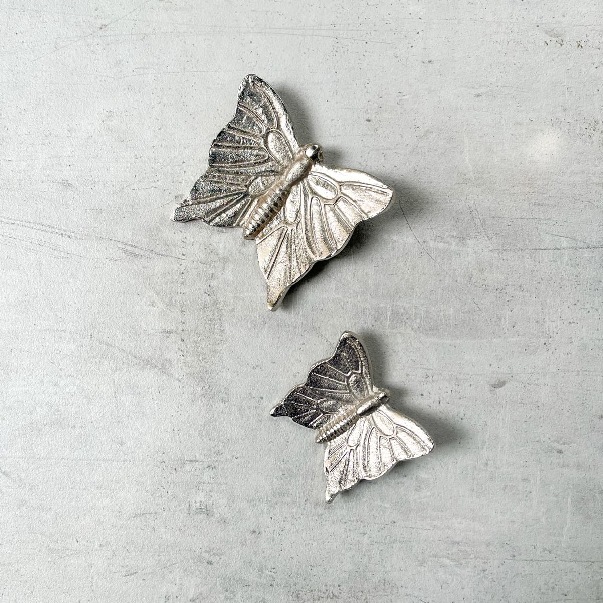 Cassandra Metal Butterfly Wall Sculpture (Silver) - Set of 2 - Home Artisan