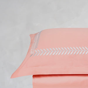 Spring Coral Peach Cotton Sateen Bed Sheet by Veda Homes