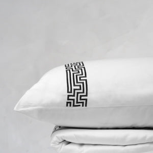 Maze White Cotton Sateen Bed Sheet by Veda Homes