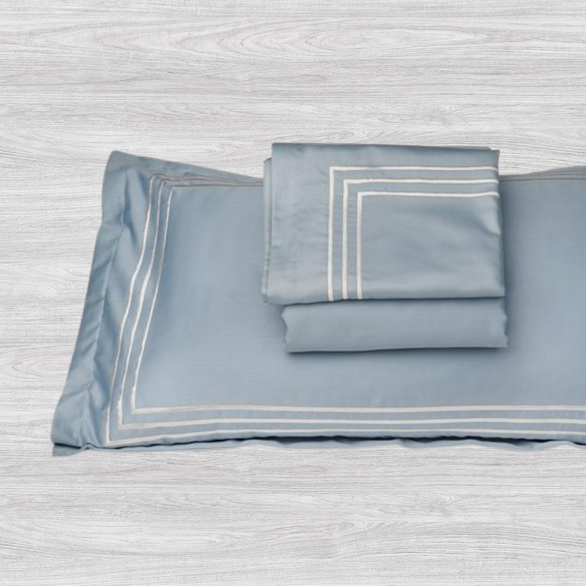 Parallel Powder Blue Cotton Sateen Bed Sheet by Veda Homes