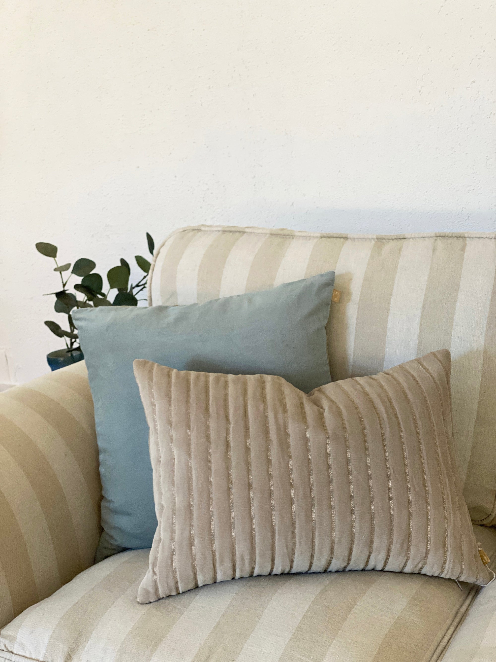 Eden Striped Oatmeal Oblong Cushion Cover by Sanctuary Living - Home Artisan