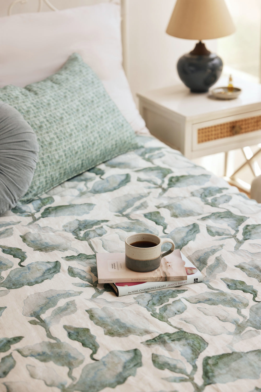 Cascade Teal Linen Bedspread by Sanctuary Living - Home Artisan