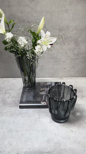 Leandra Smoky Opulent Glass Vase (Small)