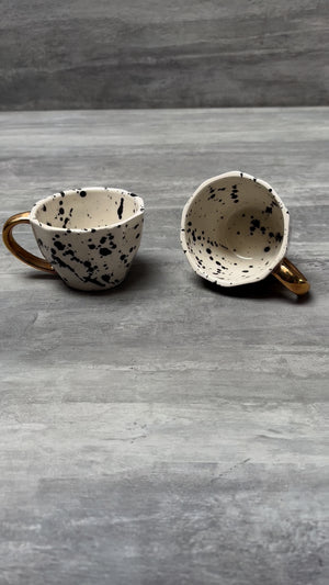 Dalmatian Ceramic Cup with Golden Handle