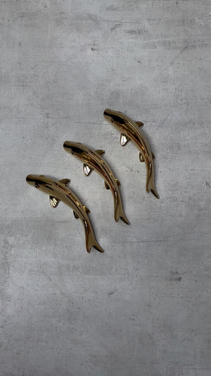 Cleo Gold Fish Ceramic Wall Sculptures - Set of 3