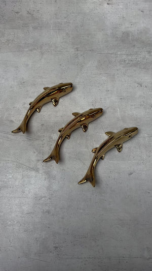 Finley Gold Fish Ceramic Wall Sculptures - Set of 3