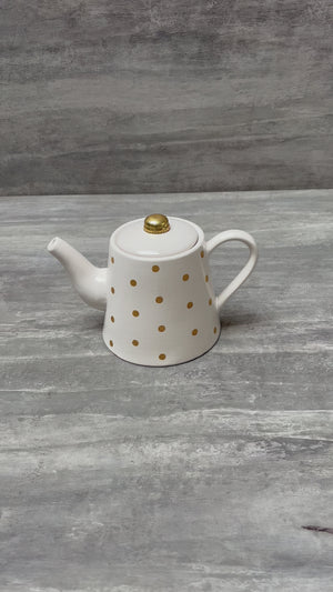 Esmira Golden Polka Dots Ceramic Teapot