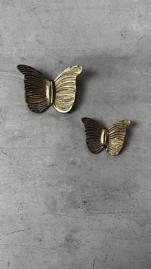 Alexandra Metal Butterfly Wall Sculpture (Gold) - Set of 2