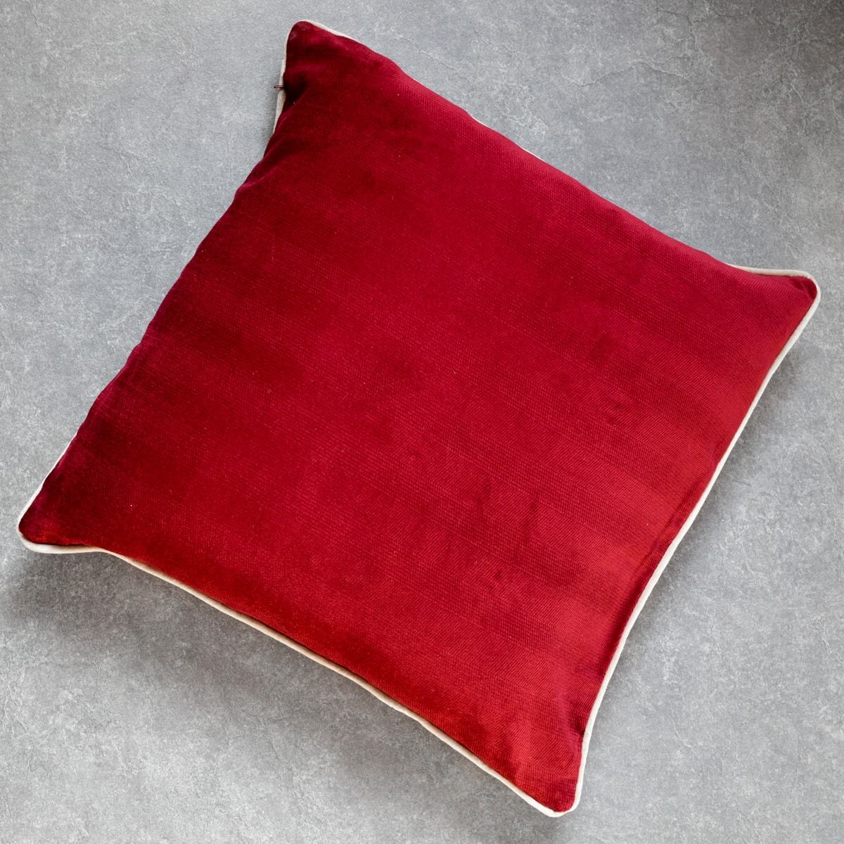 Fiza RR Red and Taupe Embroidered Cushion Cover by Valaya Home for Tapestry - Home Artisan