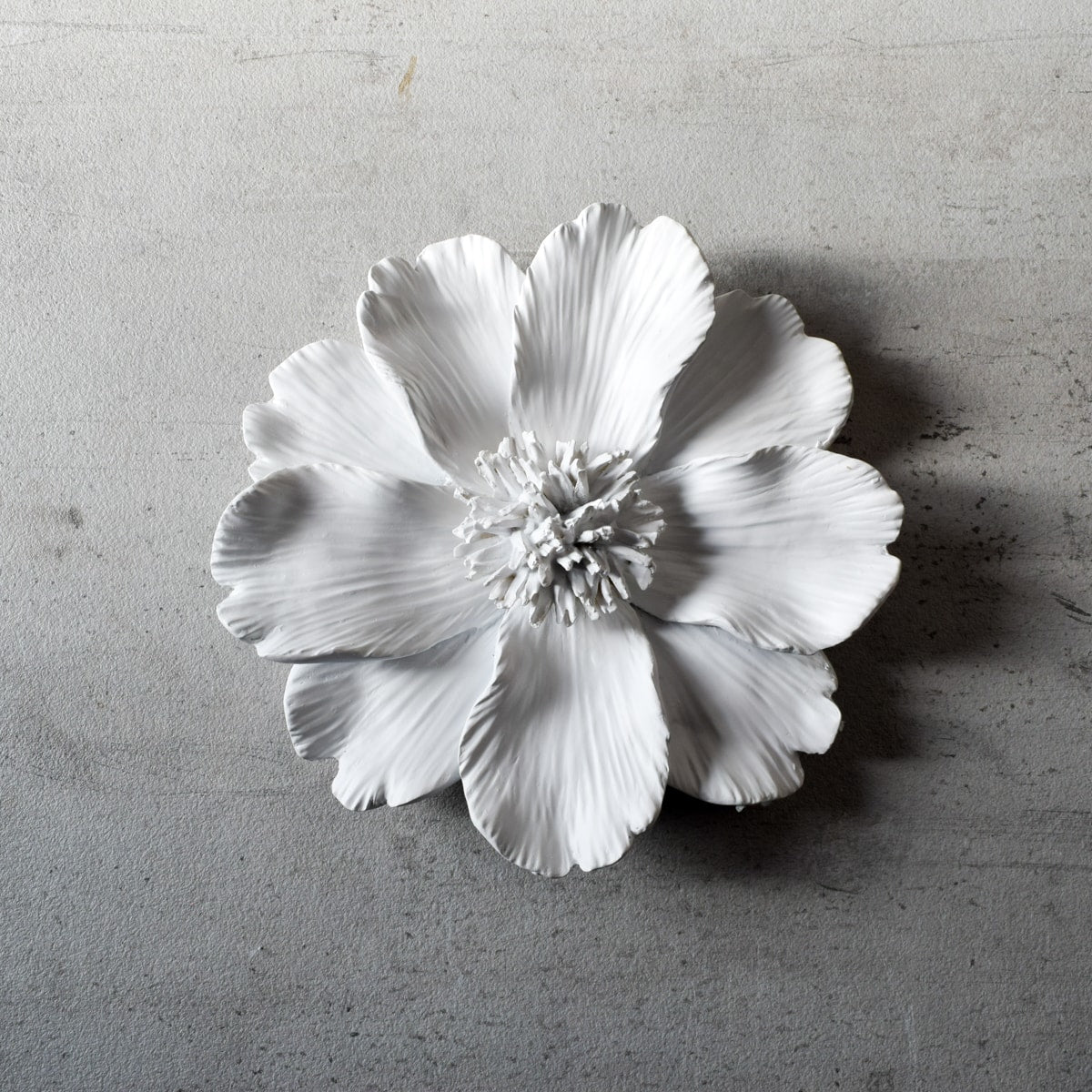 Peony Ceramic Flowers Wall Sculpture (White)