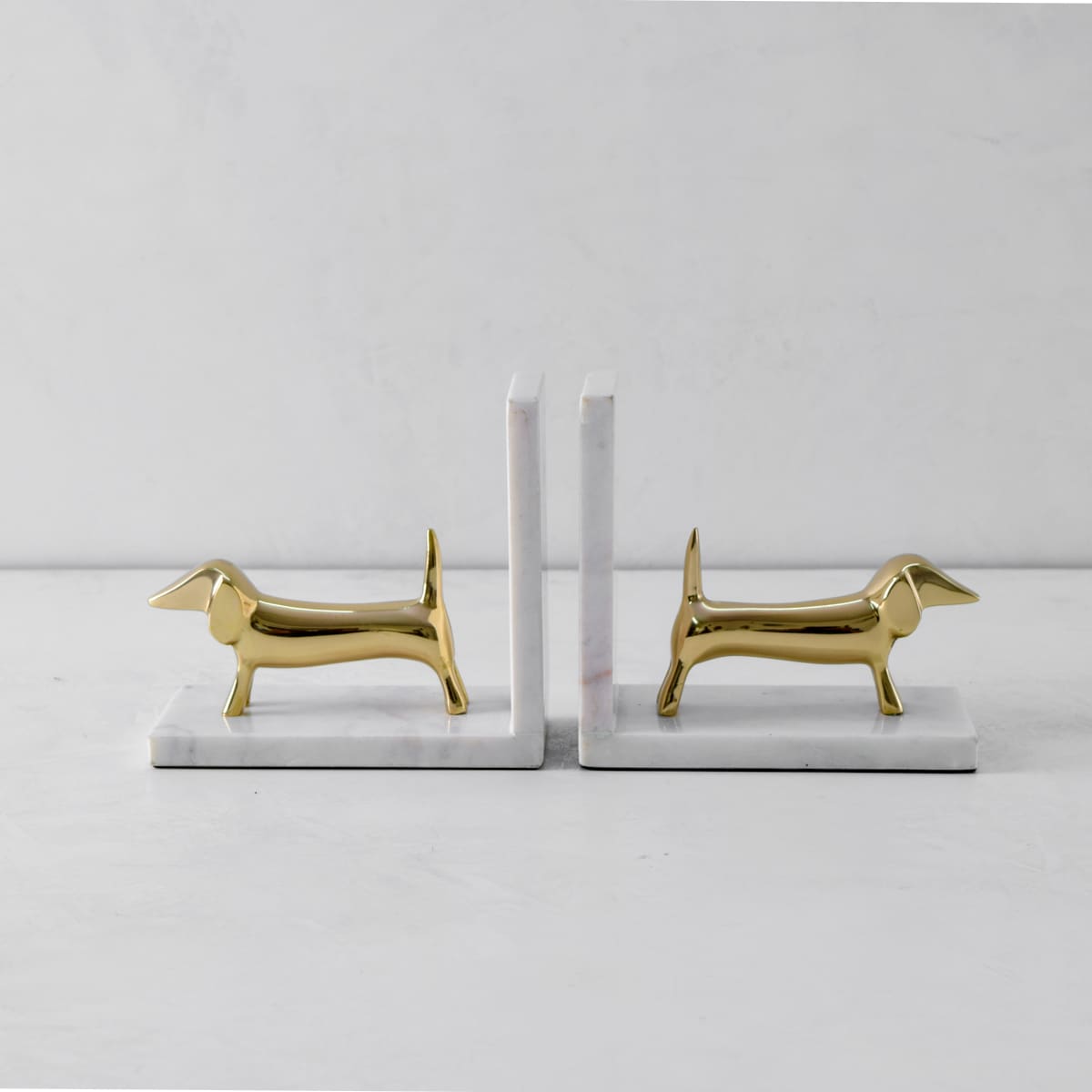 Coco Marble and Brass Dachshund Bookends - Home Artisan