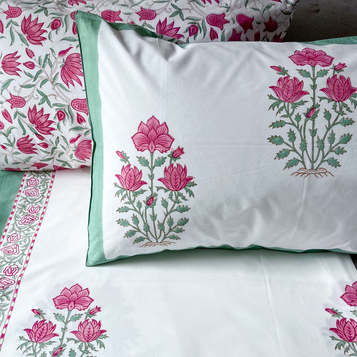 Maira Floral Pattern Hand Block Print Bed Sheet - Home Artisan