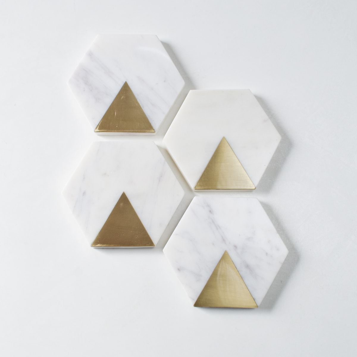 Sirocco Hexagon Marble and Brass Coasters (Set of 4) - Home Artisan