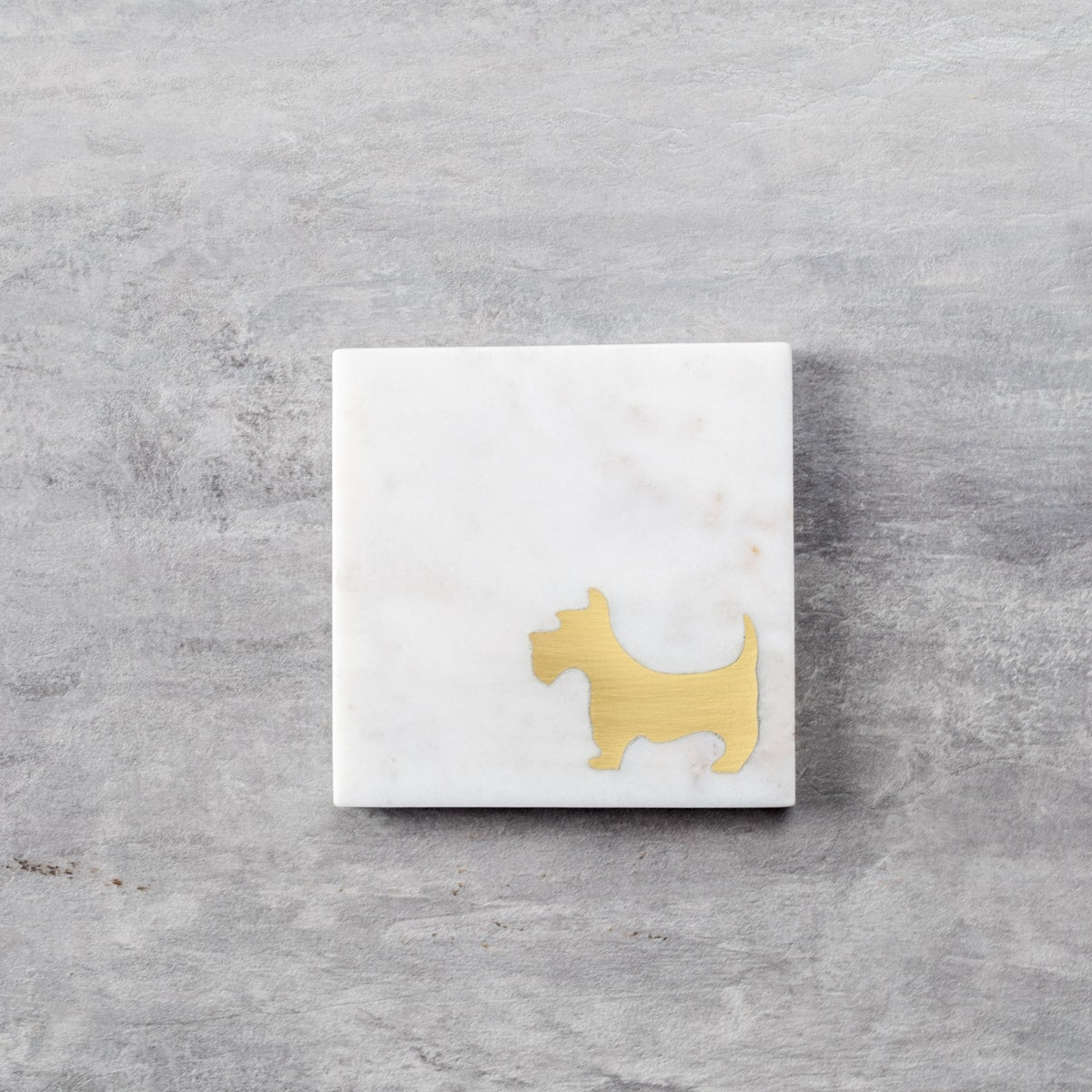 Camden Marble and Brass Scottish Terrier Coasters (Set of 4)  - Home Artisan