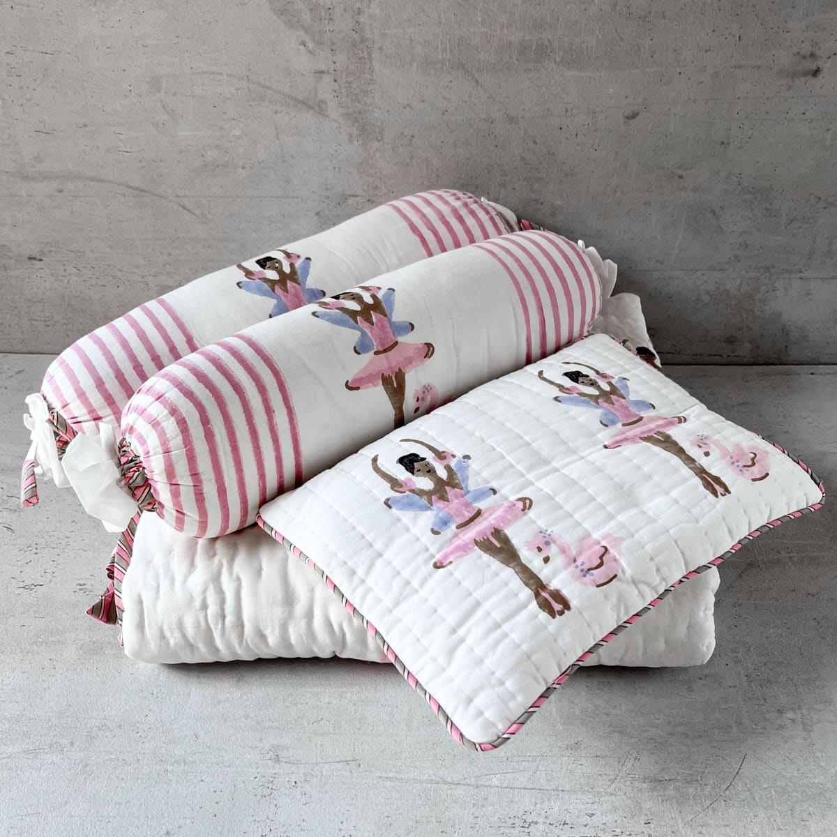 Nerina Ballerina Hand Block Print Cotton Quilt Set - Home Artisan