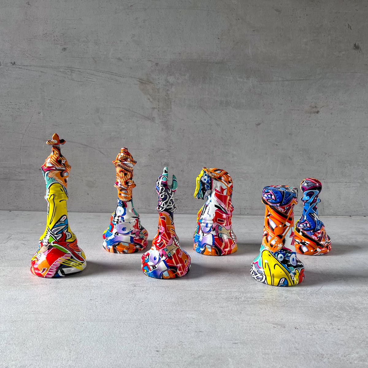 Rocco Multicoloured Chess Piece Sculptures (Set of 6) - Home Artisan