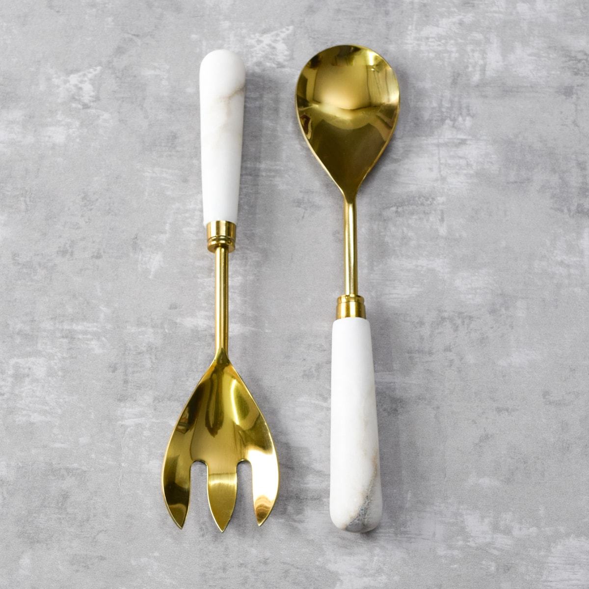 Flint Marble Serving Spoon and Spork Set - Home Artisan