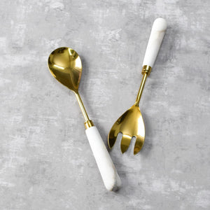 Flint Marble Serving Spoon and Spork Set - Home Artisan