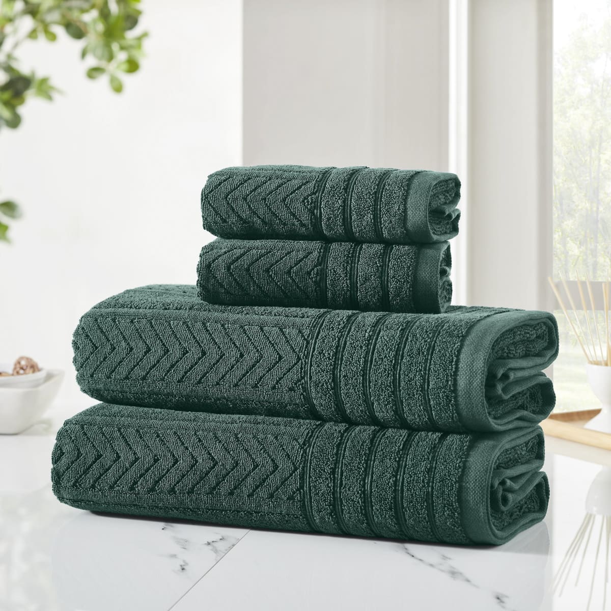 MODERN THREADS Artesia 6-Piece Sage Geometric Bath Towel Set