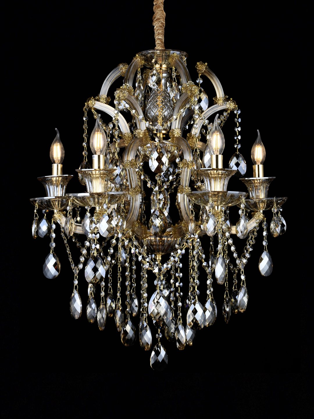 Ambrosi Round Brass Crystal Ring Chandelier