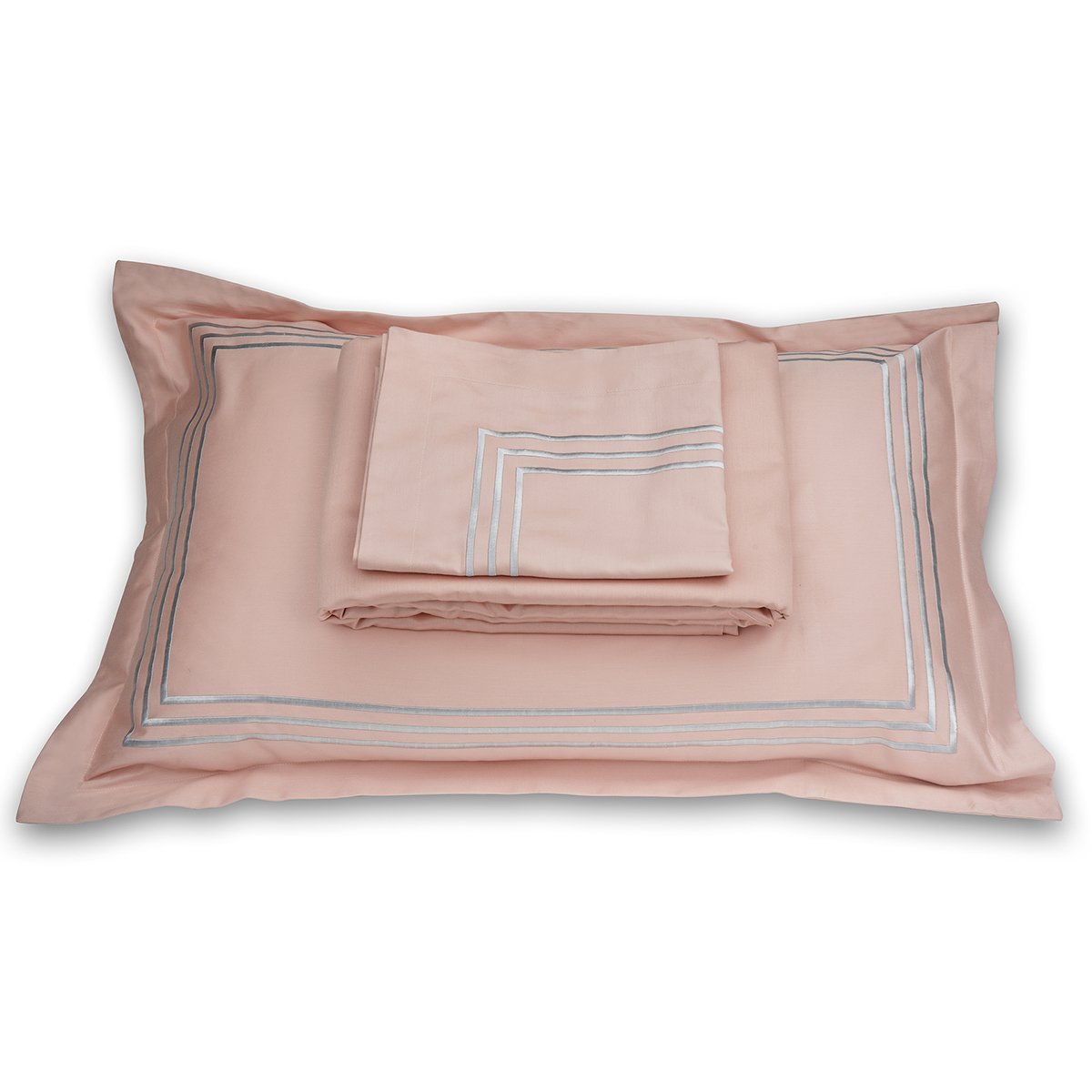 Parallel Coral Peach Cotton Sateen Bed Sheet by Veda Homes